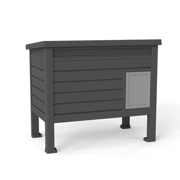 Black Single Layer Open Cat House for Outdoor Use Lightweight Waterproof Easy Move Easy Clean
