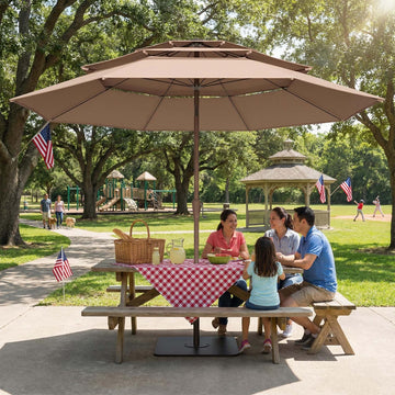 3M Tiered Patio Umbrella for Spacious and Airy Outdoor Lounging