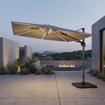10x10FT Modern Square Umbrella with Built-In Lighting for All-Day Outdoor Living