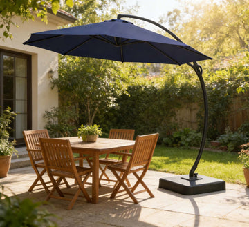 12ft Premium Cantilever Umbrella in Classic Deep Blue for Spacious Patios