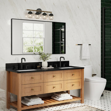 Matte Black Aluminum Alloy Frame Bathroom Mirror Without Lighting HorizontalVertical Use 55-in x 36-in