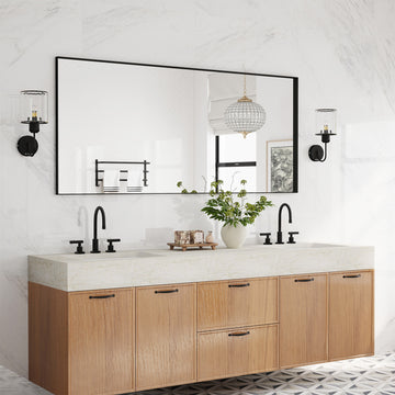 Matte Black Aluminum Alloy Frame Bathroom Mirror Without Lighting HorizontalVertical Use 60-in x 28-in