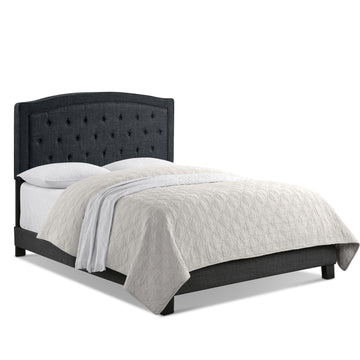 Button Tufted Upholstered Bed Vintage Style Bed Frame with Solid Wood Legs