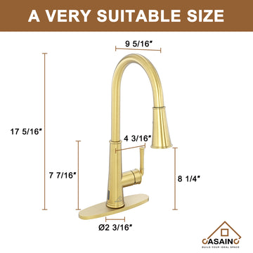 LED Infrared Sensor Pull Down Kitchen Faucet Switchable Water Flow White Light 360 Degree Rotation Deck Plate Gold