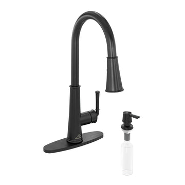 LED Infrared Sensor Pull Down Kitchen Faucet Switchable Water Flow White Light 360 Degree Rotation Deck Plate Black