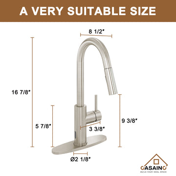 Infrared Sensor Pull Down Kitchen Faucet Sensitive Motion 360 Degree Rotation Low Lead Copper Water Safe Ceramic Valve Deck Plate Nickel