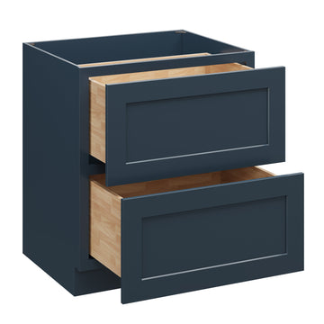 30 Inch 2 Drawer Base Cabinet with Soft Close Drawers and Solid Wood Frame