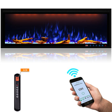 Smart 50 in. Wall-Mounted Electric Fireplace with Realistic Flame Effects, Dual Heating, and Alexa Compatibility