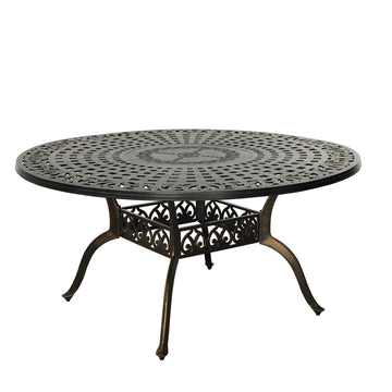 59 Inches Outdoor Dining Table Cast Aluminium Round Table Patio Dining Table All Weather Outdoor Bistro Table for Backyard Garden Patio