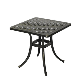 21 Inches Cast Aluminium Patio Bistro Table Outdoor Square Bar Table Antique Bronze Outdoor Small Side Table End Table Outdoor Dining Table for Porch Balcony Backyard
