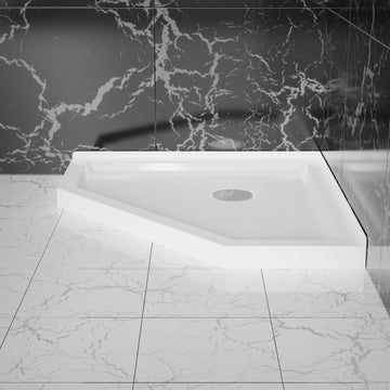 36x36x3.4 Inch Neo Angle Shower Base Center Drain White Acrylic ABS