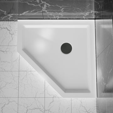 36x36x3.4 Inch Neo Angle Shower Base Center Drain White Acrylic ABS