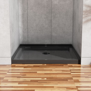 36x36 Inch Shower Base 3.5 Inch Height Anti Slip Acrylic ABS Center Drain Single Threshold Black