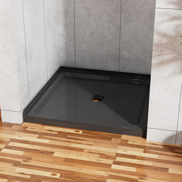 36x36 Inch Shower Base 3.5 Inch Height Anti Slip Acrylic ABS Center Drain Single Threshold Black