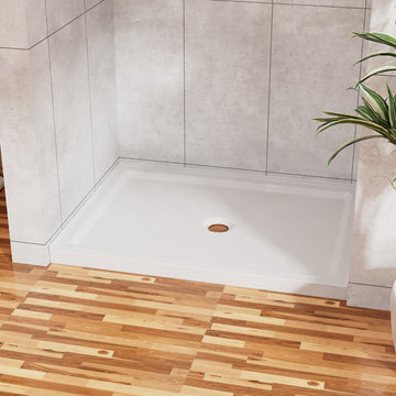 48x32 Inch Shower Base 3.4 Inch Height Anti Slip Acrylic ABS Center Drain Single Threshold White