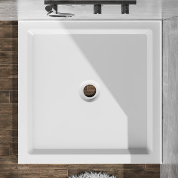 36x36 Inch Shower Base 3.35 Inch Height Anti Slip Acrylic ABS Center Drain Double Threshold White