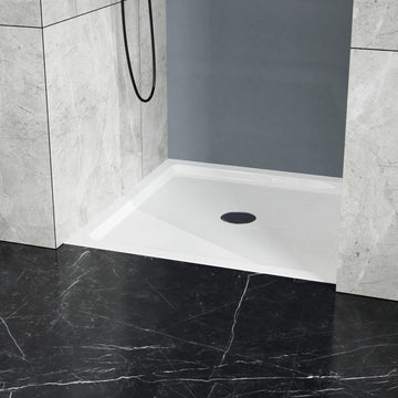 36x36 Inch Shower Base Centered Drain Single Threshold White Acrylic ABS Non Slip