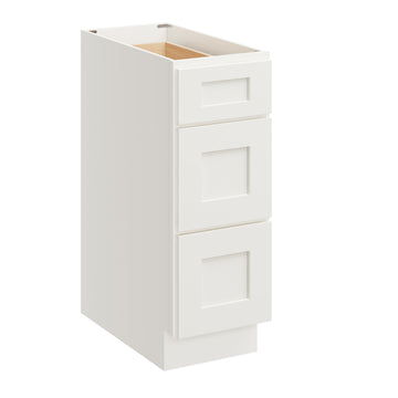 12 Inch White Shaker Style Base Cabinet with 3 Soft-Close Drawers