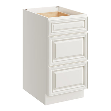 18 Inch Pearl White 3 Drawer Kitchen Base Cabinet with Soft Close Slides