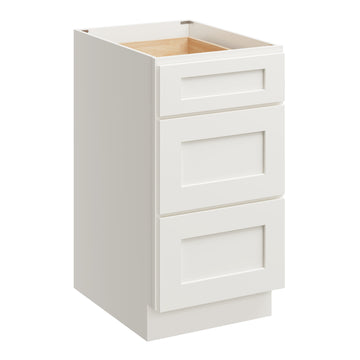 18 Inch White Shaker 3 Drawer Base Cabinet with Soft Close Slides