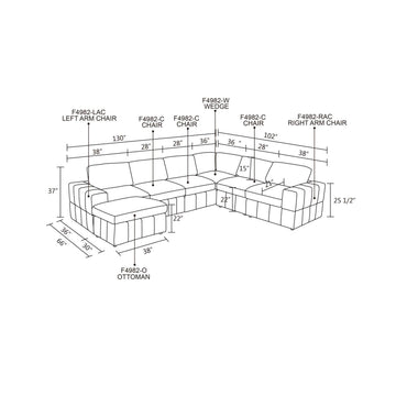 Living Room Corduroy Modular Sectional Sofa Large U Shaped 7 Piece Set with Storage Ottoman, Charcoal Gray