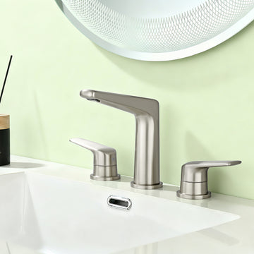 Brushed Nickel Dual Handle Bathroom Faucet