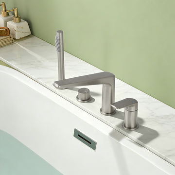 Brushed Nickel 4-Hole Bathtub Faucet