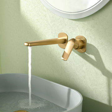 Brushed Gold Wall Mounted Basin Faucet