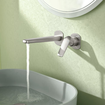 Brushed Nickel Wall Mounted Basin Faucet