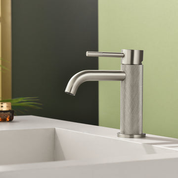 Brushed Nickel Carved Bathroom Faucet