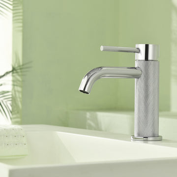 Chrome Carved Bathroom Faucet