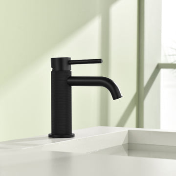 Matte Black Carved Bathroom Faucet