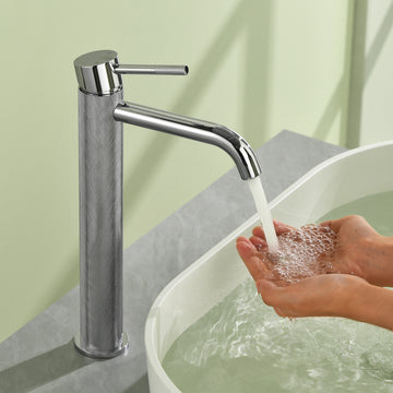 Chrome Carved Bathroom Faucet