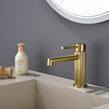 Brushed Gold Carved Bathroom Faucet