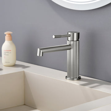 Brushed Nickel Carved Bathroom Faucet