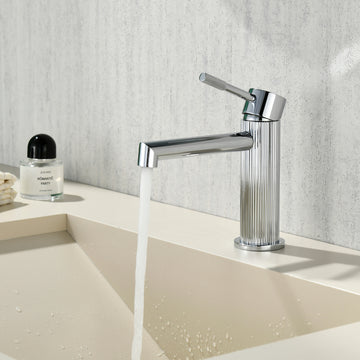 Chrome Carved Bathroom Faucet