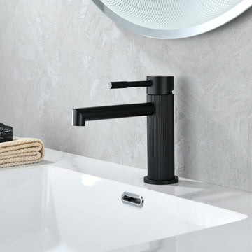 Matte Black Carved Bathroom Faucet