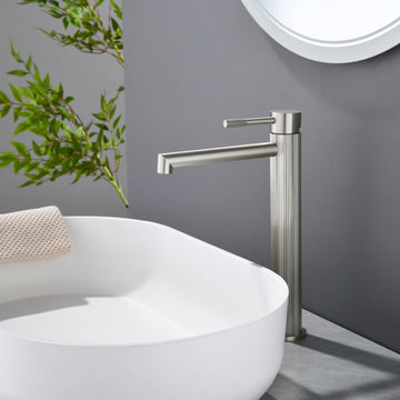 Brushed Nickel Carved Bathroom Faucet