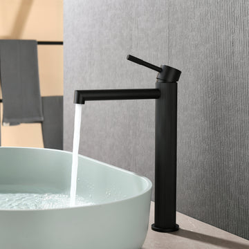 Matte Black Carved Bathroom Faucet