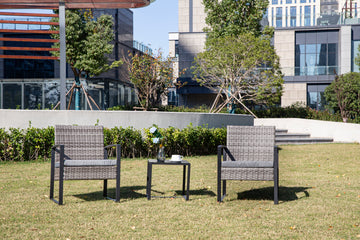 Gray 3-Piece Set Outdoor Patio Patio Set with 2 chairs and 1 coffee table