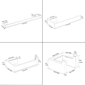 Stainless Steel 4 Piece Bathroom Accessories Set Wall Mounted in Silver