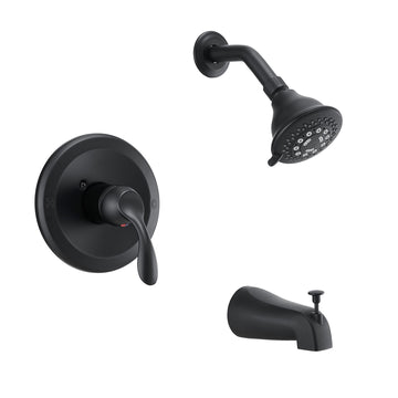 Black Bathroom Shower Trim Kit 5 Function Pressure Balance Valve Copper Body Zinc Alloy Handle