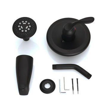 Black Bathroom Shower Trim Kit 5 Function Pressure Balance Valve Copper Body Zinc Alloy Handle