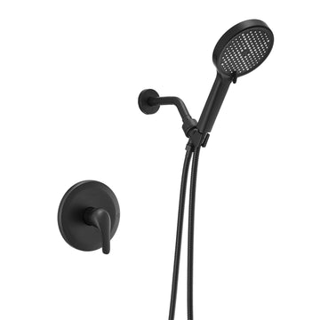 Matte Black Concealed Shower Handle Set 3 Function Handheld Copper Body 304 Panel Valve Cartridge