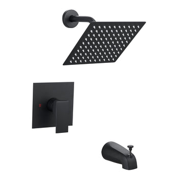 Matte Black Concealed Shower Faucet Set 8Inch 304 High Pressure Rain Head Copper Body 350000 Cartridge