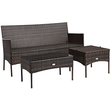Black 3 Pieces Patio Furniture Sectional Set with 5 Cozy Cushions 60-in L x 33-in W x 24-in H