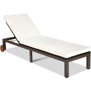 White Rattan Lounge Chair 35.5-in W x 24.0-in H x 81.0-in D