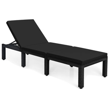 Black Rattan Lounge Chair 39.5-in W x 25.5-in H x 77.0-in D
