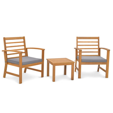 Gray 3 Pieces Outdoor Furniture Set with Soft Seat Cushions 31.5-in L x 23.5-in W x 24-in H