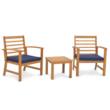 Navy 3 Pieces Outdoor Furniture Set with Soft Seat Cushions 31.5-in L x 23.5-in W x 24-in H
